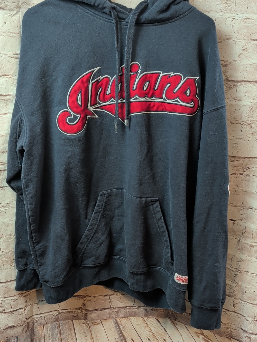 Stitches Navy Cleveland Indians Hoodie Sweatshirt XL